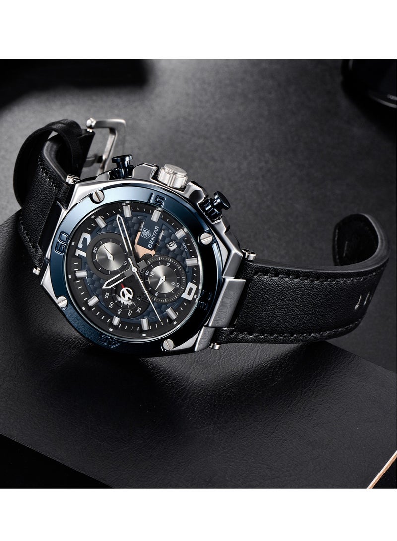 BENYAR Quartz Men's Watches, Sports Chronograph, Waterproof, Belt, Fashionable And Versatile, 45MM Stainless Steel Frame, BY 5151 - Image 5