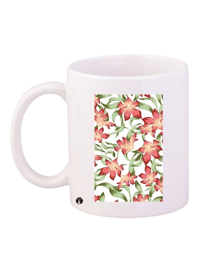 RYN Flowers Printed Coffee Mug White/Red/Green 11ounce