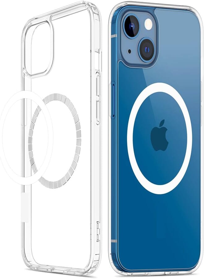 VEGO for iPhone 13 Case & iPhone 14 Case, Compatible with MagSafe, Clear Case with Built-in Magnets, Crystal Clear Hard PC Back + Soft TPU Frame Slim Cover for iPhone 13 / iPhone 14 6.1" - Clear