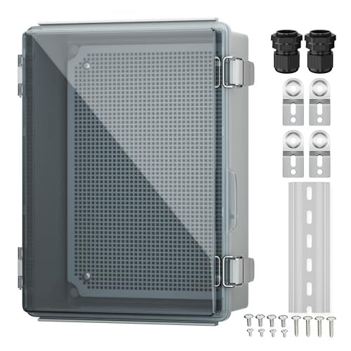 Joinfworld Lockable Outdoor Weatherproof Electrical Box for Electronics Outside 11.4x7.5x5.5 Weather Proof Electrical Box Plastic Nema 4 Enclosure Clear - Image 1