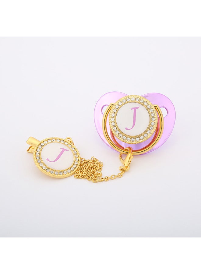 مصاصة ألماس للأطفال - منتجات الأمومة والطفولة - سيليكون غذائي - تصميم حروف مع سلسلة - مصاصة أطفال