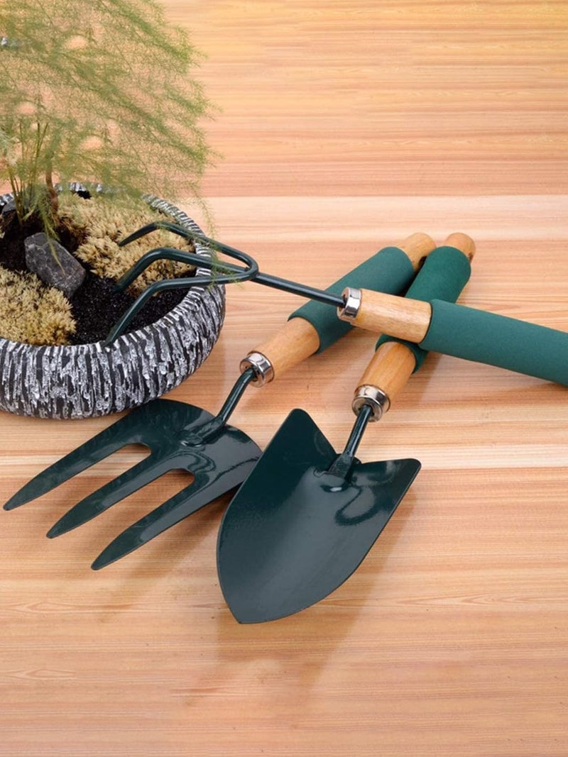Bulfyss Gardening Tools With Grip Wooden Handle, 3 Piece (Green) - Image 2