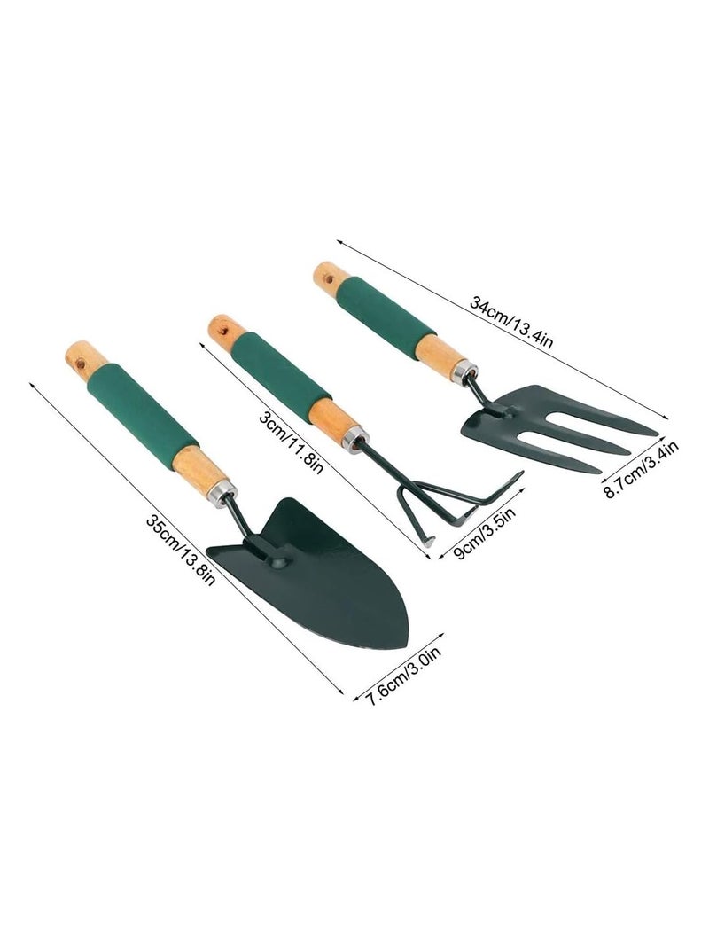Bulfyss Gardening Tools With Grip Wooden Handle, 3 Piece (Green) - Image 3