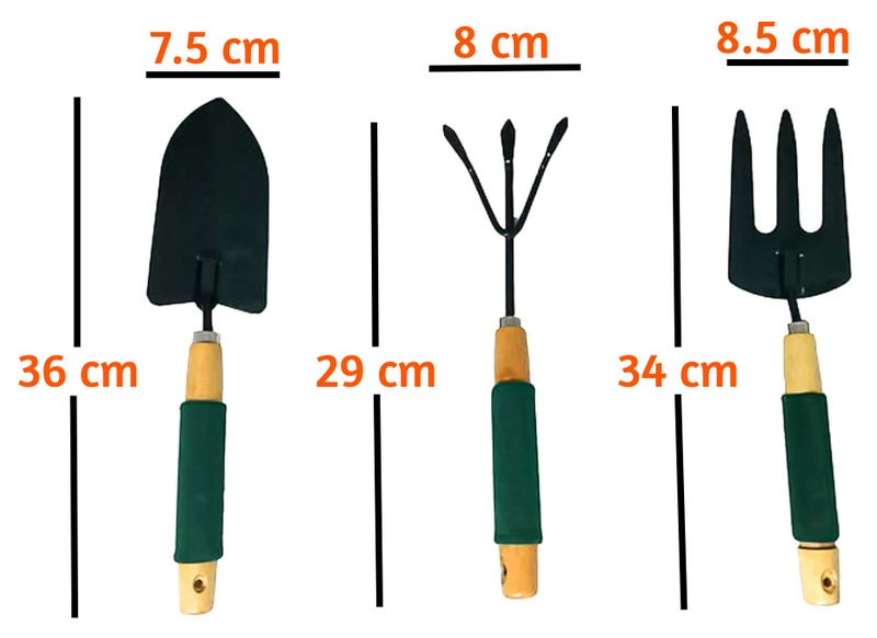 Bulfyss Gardening Tools With Grip Wooden Handle, 3 Piece (Green) - Image 4