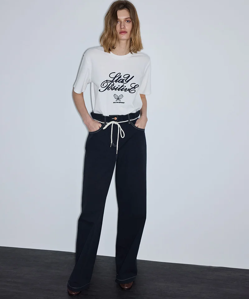 ابيكول Wide-Leg Trousers with Rope Belt