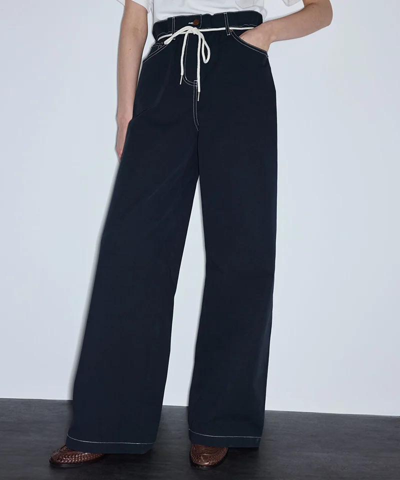 ابيكول Wide-Leg Trousers with Rope Belt