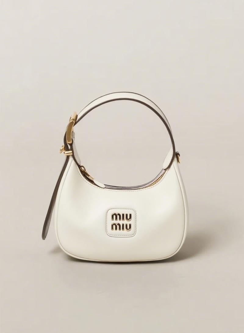 Miu Miu women's leather shoulder bag tote bag underarm bag moon bag small shoulder bag messenger bag versatile handbag - Image 1