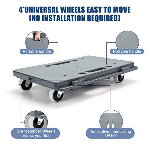 Nellyke Furniture Dolly, 2 Pack Small Flat Moving Dolly, Furniture Movers with 4 Wheels, 500Lbs Capacity, Connectable and Portable Dollies for Heavy Appliance, Gray - Image 2