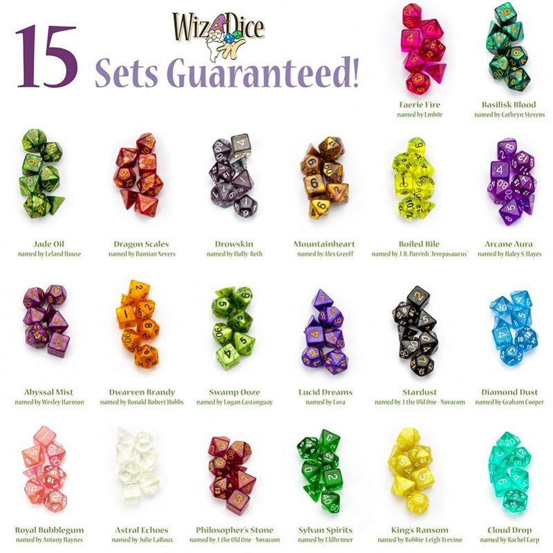Wiz Dice Series II - DND Dice Set (105 Dice, 15 Sets of 7 Unique Colors) Role Playing Dice Accessories for TTRPG MTG Dice Games -D&D Dice Game Sets in Unique Finishes - Image 5