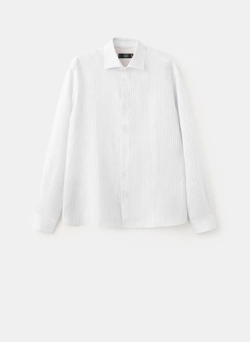 Mango Man 01-BLANCO 100% Linen Slim-Fit Shirt for Men | Best Price UAE