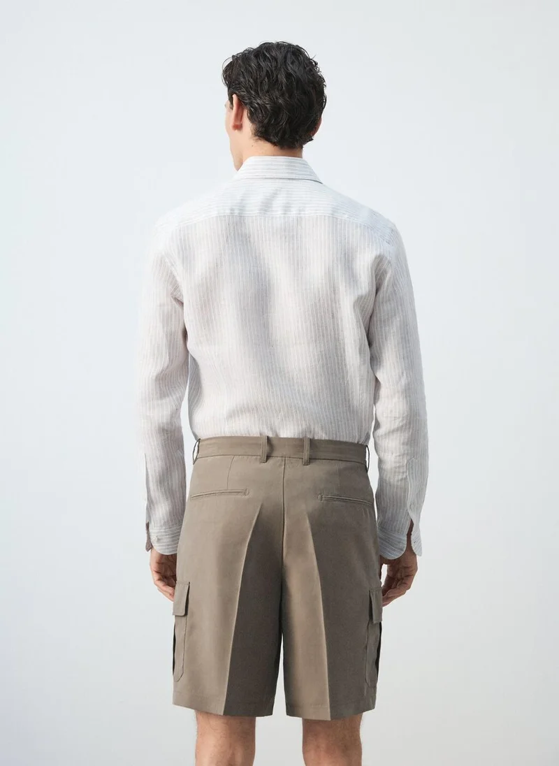 مانجو مان 100% Linen Slim-Fit Shirt