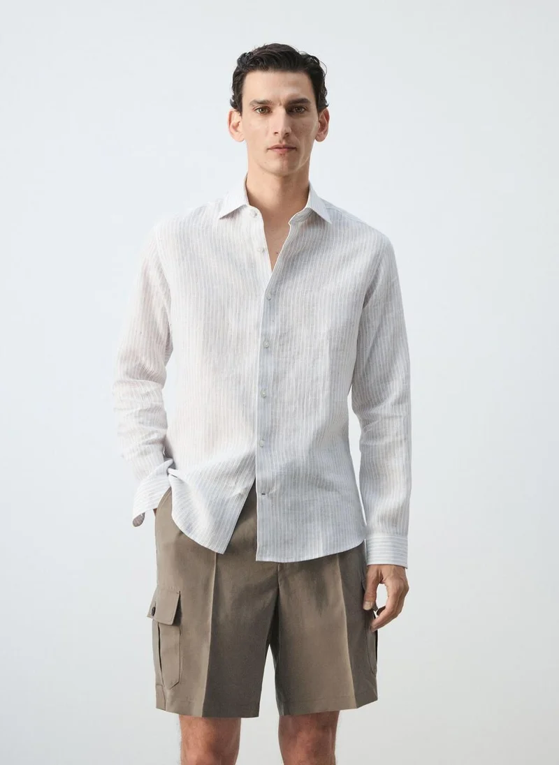 مانجو مان 100% Linen Slim-Fit Shirt