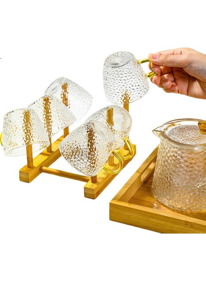 Gianxi Glass Small Tea Cup Set, High Borosilicate Heat-Resistant Hammered Pattern Cups, Home And Office Tea Accessories - Image 2