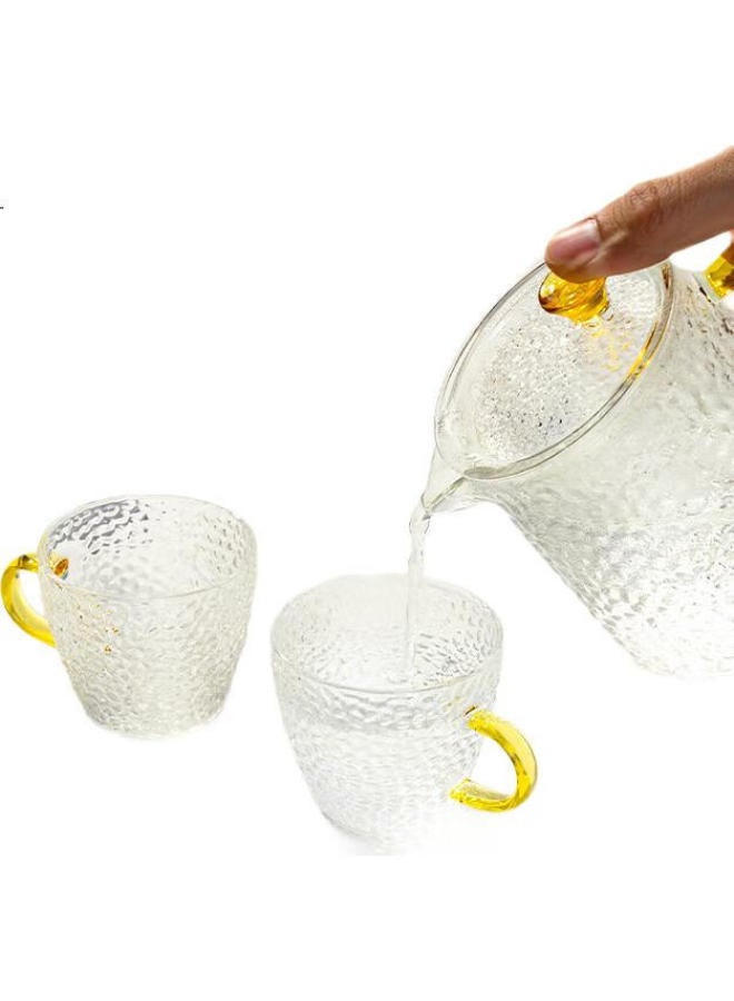 Gianxi Glass Small Tea Cup Set, High Borosilicate Heat-Resistant Hammered Pattern Cups, Home And Office Tea Accessories - Image 3