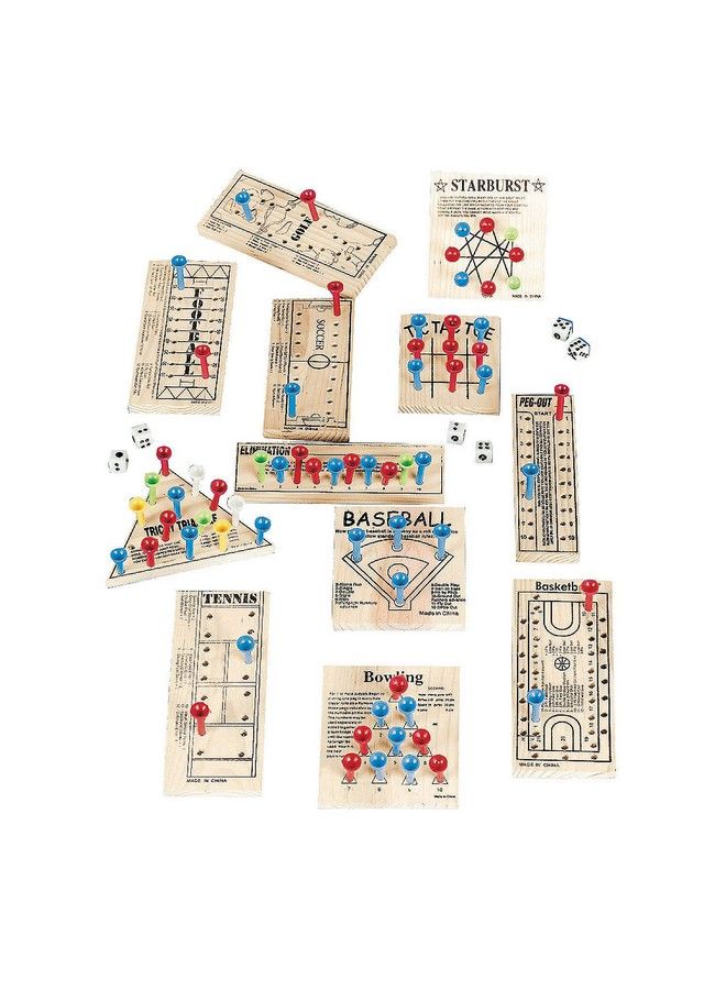Fun Express Wooden Peg Board Game Variety Pack Set Of 12 Variety Of Old School And Old Fashioned Games - Image 2