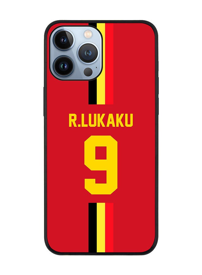 Stylizedd Rugged Black edge case for Apple iPhone 13 Pro Max Slim fit Soft Case Flexible Rubber Edges Anti Drop TPU Gel Thin Cover - Football Team - Belgium Player Name - R.Lukaku - Image 1