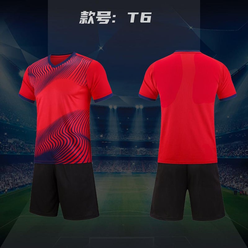Generic 2024 New Soccer Kit Custom Number Mens Short-Sleeve Kids red single clothes 