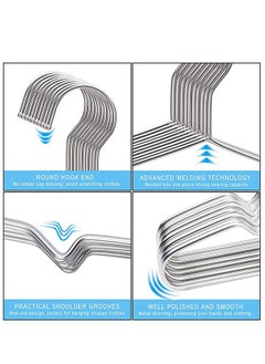 KASTWAVE Coat Hangers Clothes 10 Pack Wire Hangers Heavy Duty Stainless Steel Hangers with Non Slip Grooves, Shirt, Clothes Ultra Thin Metal Hangers Space Saving Clothing Hanger 16.5 Inch  - Image 5
