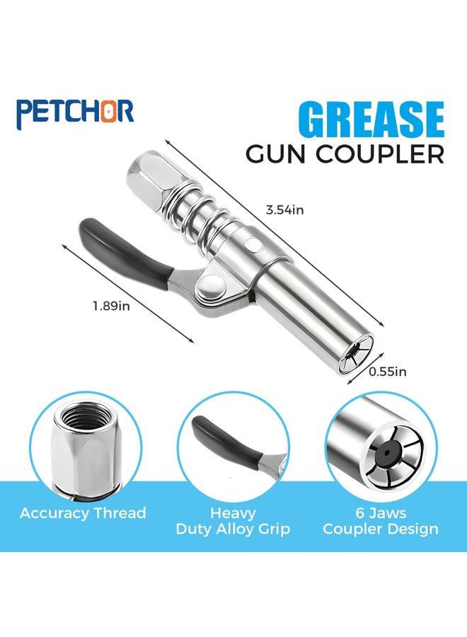 PETCHOR 8PCS Grease Gun Accessory Kit, Includes 90 Degree Grease Coupler, Needle Nozzles, Grease Gun Coupler, Grease Needle Dispenser, 12" Grease Gun Hose, Zerk Fitting Cleaner, and Adapter Sleeve - Image 4