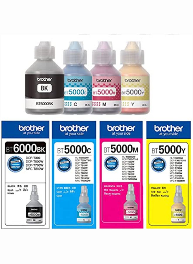 brother BT5000C + BT5000M + BT5000Y + BT6000BK Combo Set Bottles Multicolour - Image 4