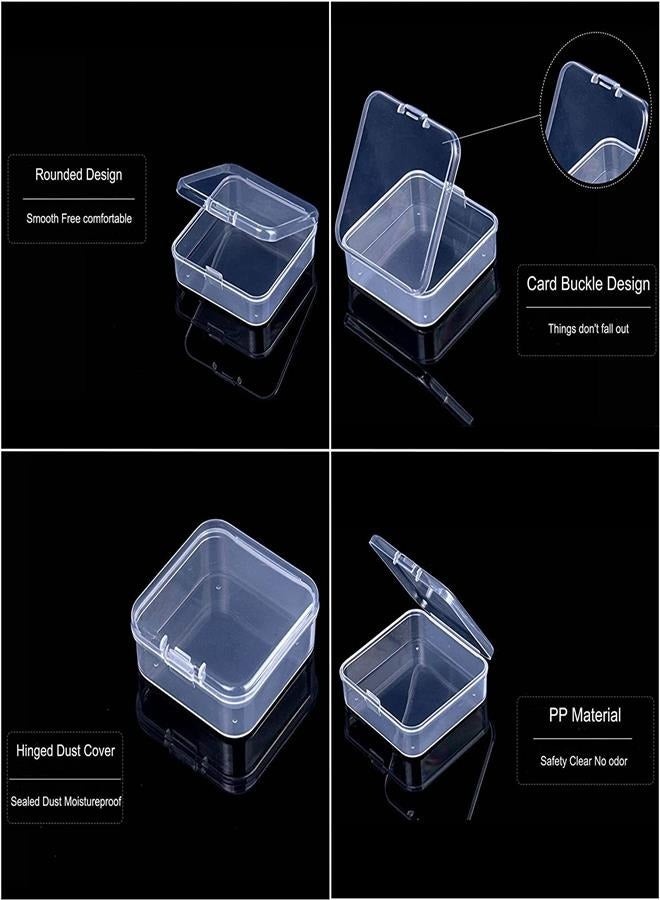 Storage Box With Lid, Small, Plastic Clear Box With hinged lid (14 pieces), plastic storage container box for small beads, jewellery, screws, sorting box and other craft projects