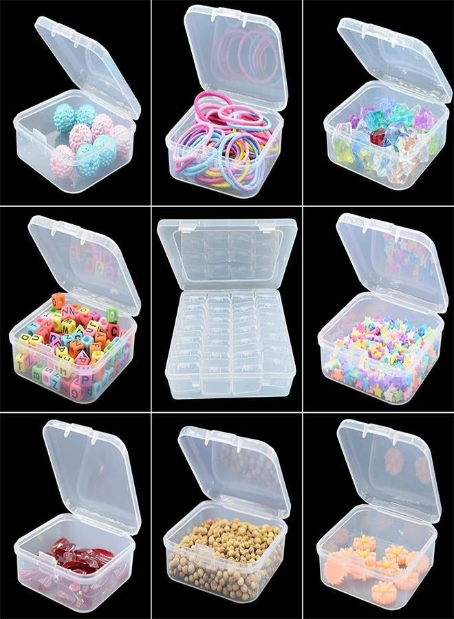 Storage Box With Lid, Small, Plastic Clear Box With hinged lid (14 pieces), plastic storage container box for small beads, jewellery, screws, sorting box and other craft projects