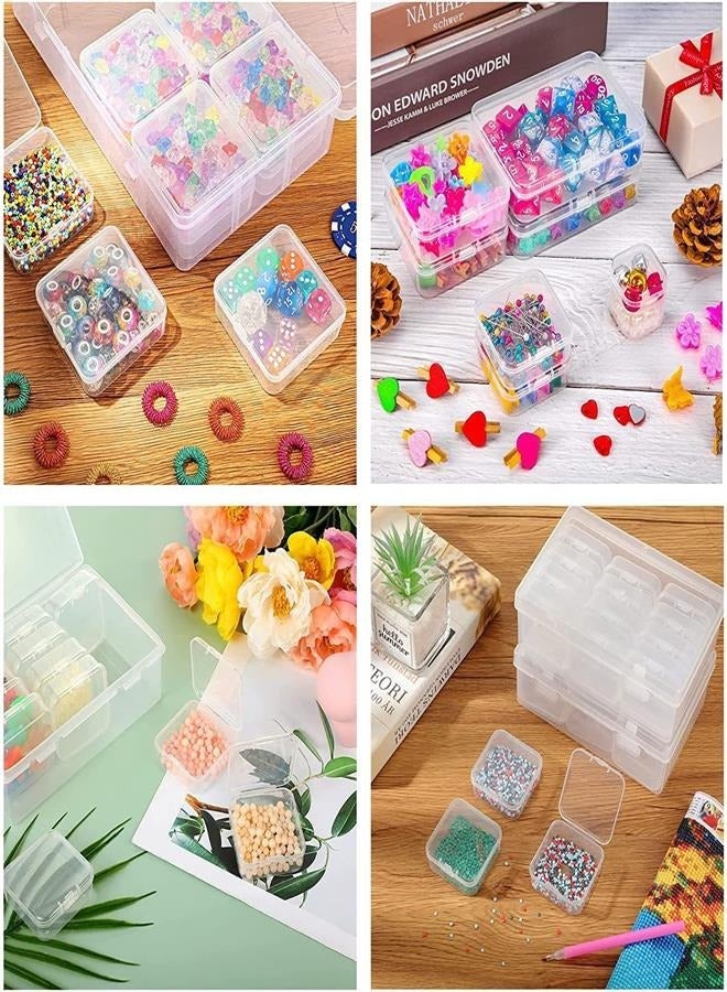 Storage Box With Lid, Small, Plastic Clear Box With hinged lid (14 pieces), plastic storage container box for small beads, jewellery, screws, sorting box and other craft projects