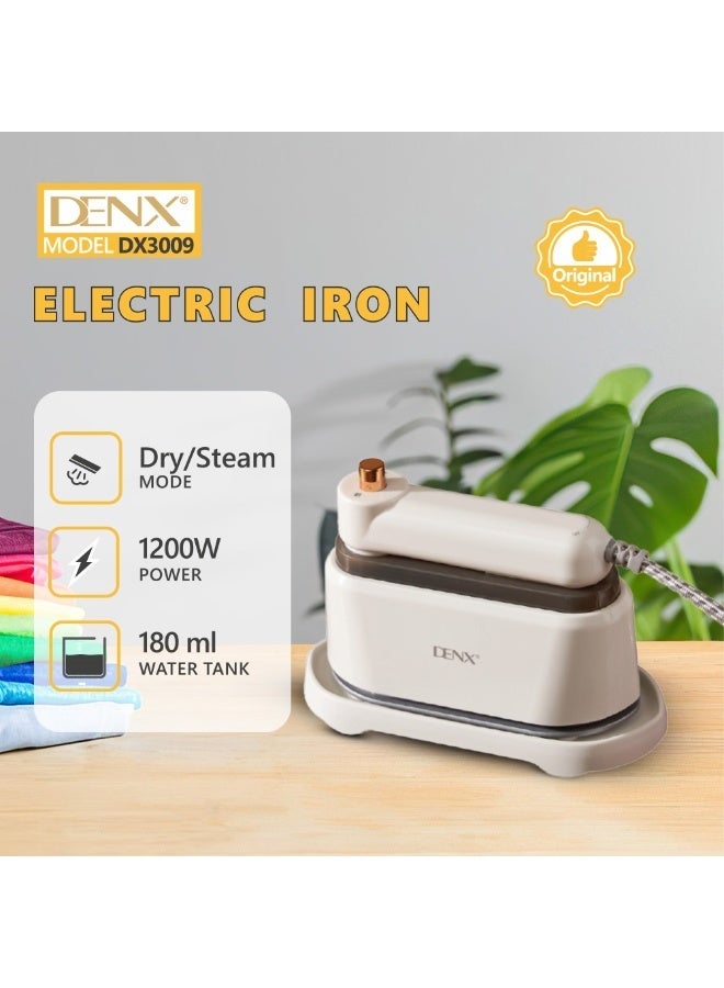 Denx 2 In 1 Handheld Garment Steamer & Steam Iron 1200W, Portable Clothes Iron With Brush & 180ml Tank, Fabric Steamer For Wrinkle Removal, Mini Travel Iron For Abaya, Shirts, Suits, Curtains, Fast Heat-Up, Vertical & Horizontal Ironing, Lightweight Steam Press For Home, Office & Travel, DX3009 - Image 3