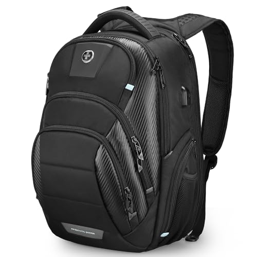 Swissdigital Design Men's 17 Inch Laptop Backpack with Apple Find My Network and USB Charging Port, Large Capacity Business Travel Backpack for College and Business | SD1643FB-01 - Image 1