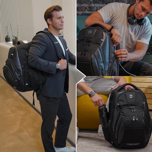 Swissdigital Design Men's 17 Inch Laptop Backpack with Apple Find My Network and USB Charging Port, Large Capacity Business Travel Backpack for College and Business | SD1643FB-01 - Image 4