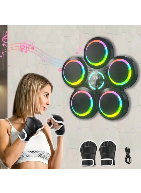 2024 New Upgrade Music Boxing Machine with Boxing Gloves, Wall Mounted Bluetooth Music Boxing Machine with LED Electronic