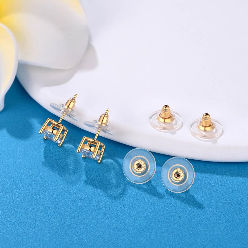 Moconar 6 PCS 14K Gold Locking Earring Backs for Studs Droopy Ears Heavy Earrings, 925 Sterling Silver Hypoallergenice Earring Backs Replacements for Women Men (Gold) - Image 2