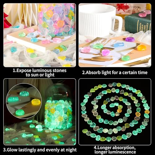 OSOPOLA 150 PCS Glow in The Dark Rocks - Mix Color Luminous Stones Fish Tank Accessories DIY Decor Pebbles for Fairy Garden Yard FD05MX150B - Image 2