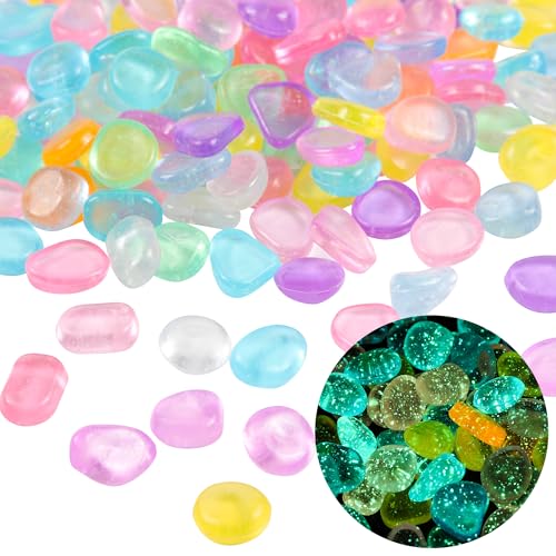 OSOPOLA 150 PCS Glow in The Dark Rocks - Mix Color Luminous Stones Fish Tank Accessories DIY Decor Pebbles for Fairy Garden Yard FD05MX150B - Image 1