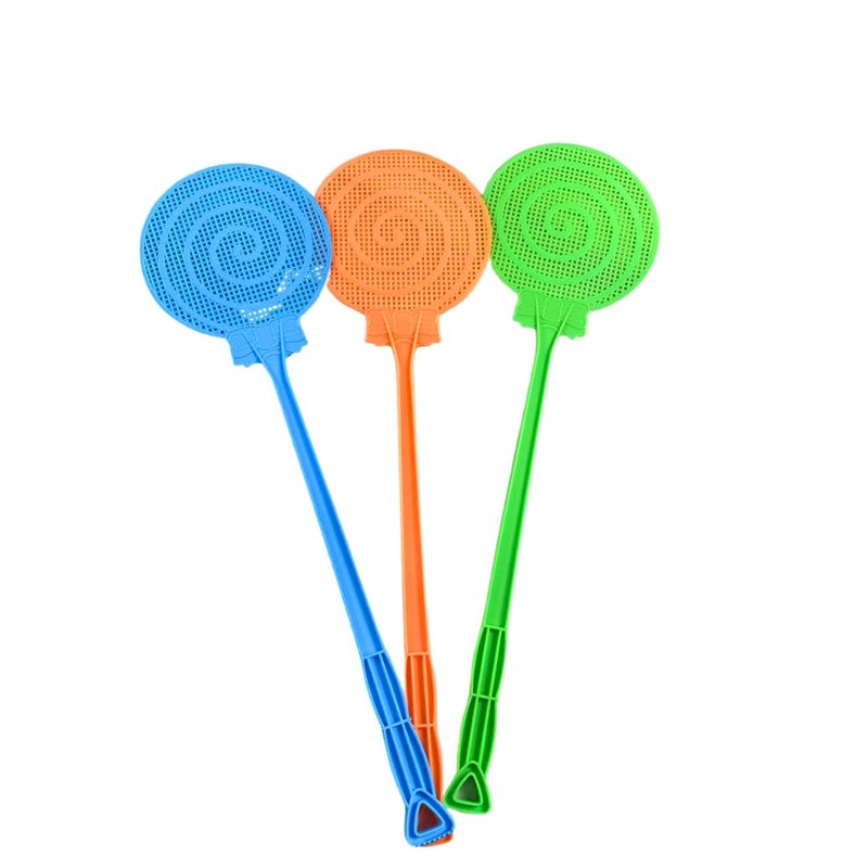 1 Piece Fly Swatter for Indoors - Plastic Fly Swatter Manual Indoor Mosquito Killer Fly Swatter Heavy Duty Long Handle - Plastic Fly Swatter Flies Killer Indoor Circular Shape Random Colors - Image 1