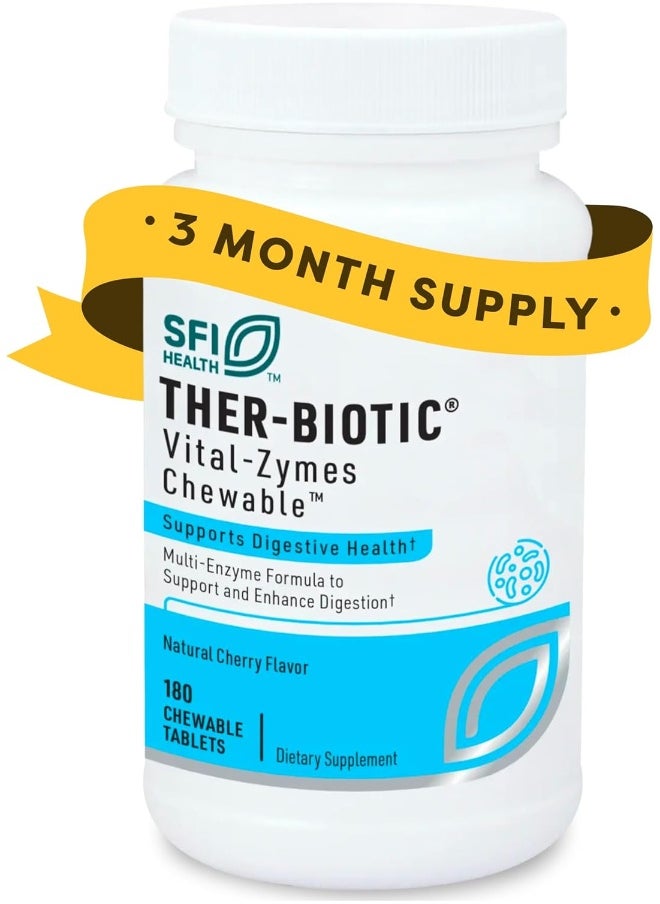 Sfi Health Vital-Zymes Chewable Digestive Enzymes For Adults & Kids - Enzymes For Digestion - Cherry-Flavored - May Help Reduce Occasional Gas, Bloating & Indigestion (180 Chewables)