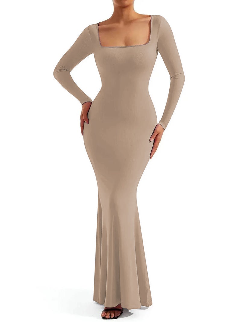 Autumn Fashion Casual Womens dress Simple Large Collar Slim-fit Elegant French Long-sleeved dress Women Blue - Image 5