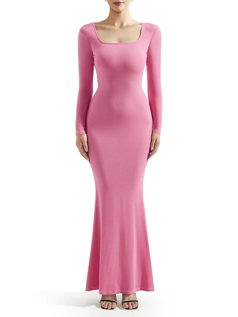 Autumn Fashion Casual Womens dress Simple Large Collar Slim-fit Elegant French Long-sleeved dress Women Blue - Image 3