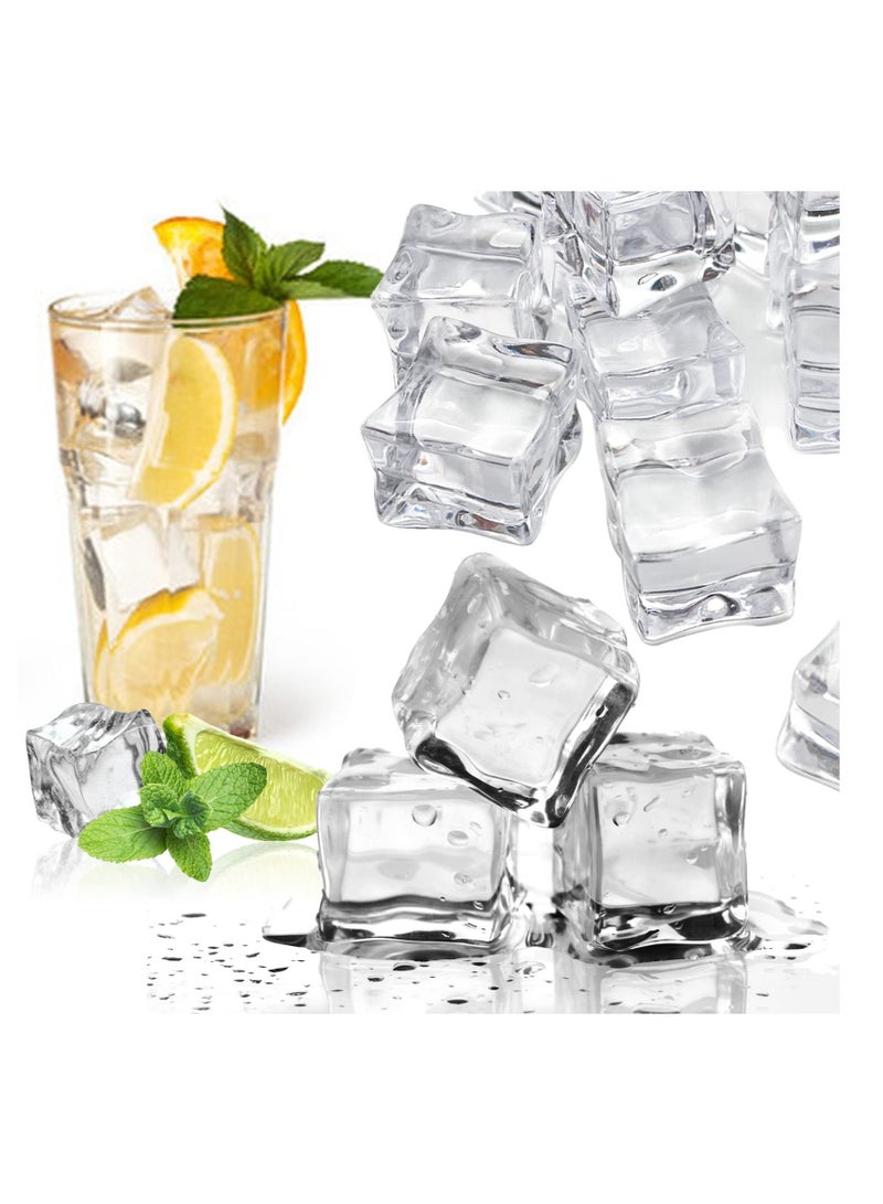 SYOSI 25 Pcs 30MM Reusable Plastic Ice Cubes,Clear Acrylic Fake Cubes,Artificial Square Crystal Cubes for Photography Props Home Decoration Wedding Centerpiece Vase Fillers - Image 1