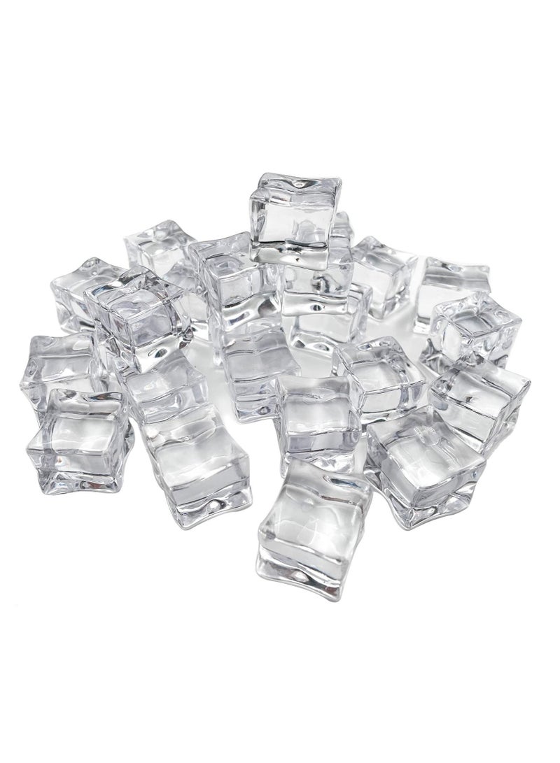SYOSI 25 Pcs 30MM Reusable Plastic Ice Cubes,Clear Acrylic Fake Cubes,Artificial Square Crystal Cubes for Photography Props Home Decoration Wedding Centerpiece Vase Fillers - Image 2