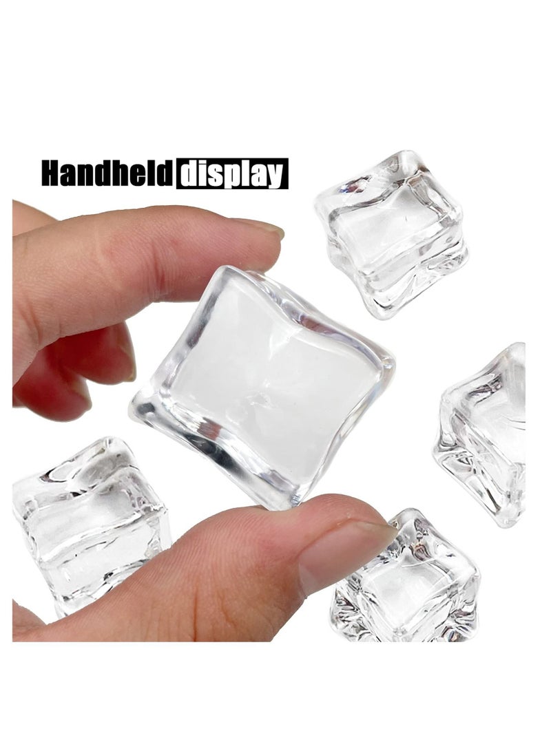 SYOSI 25 Pcs 30MM Reusable Plastic Ice Cubes,Clear Acrylic Fake Cubes,Artificial Square Crystal Cubes for Photography Props Home Decoration Wedding Centerpiece Vase Fillers - Image 3
