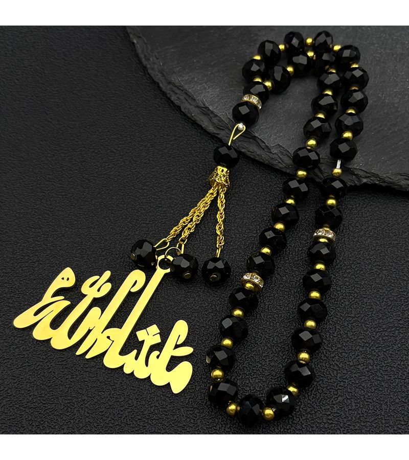 1pc Arabic Hollow Pendant Car Accessory Golden Stainless Steel Islamic Muslim Design With 33 Prayer Beads Gift - Image 4