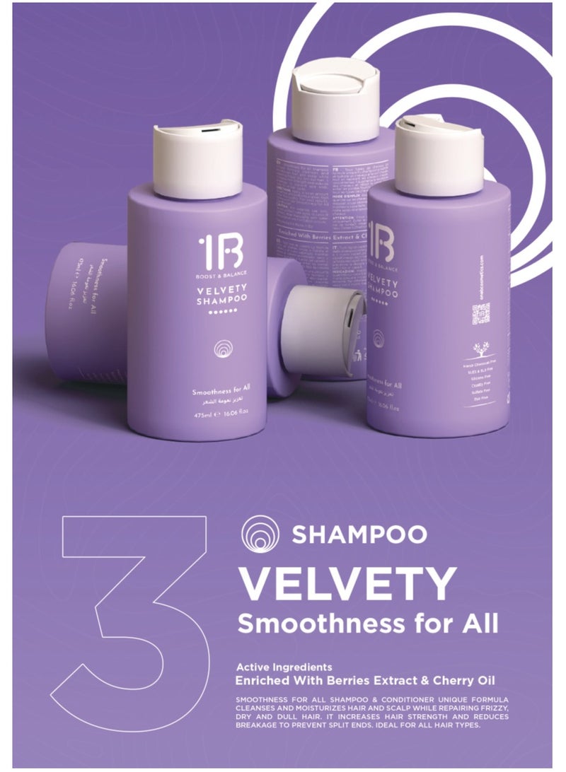 1B Velvety Smoothness for All Shampoo 475ml – With Berries Extract & Cherry Oil | Frizz Control, Repair & Softness | For Dry, Dull, or Damaged Hair | Suitable for All Hair Types - Image 4