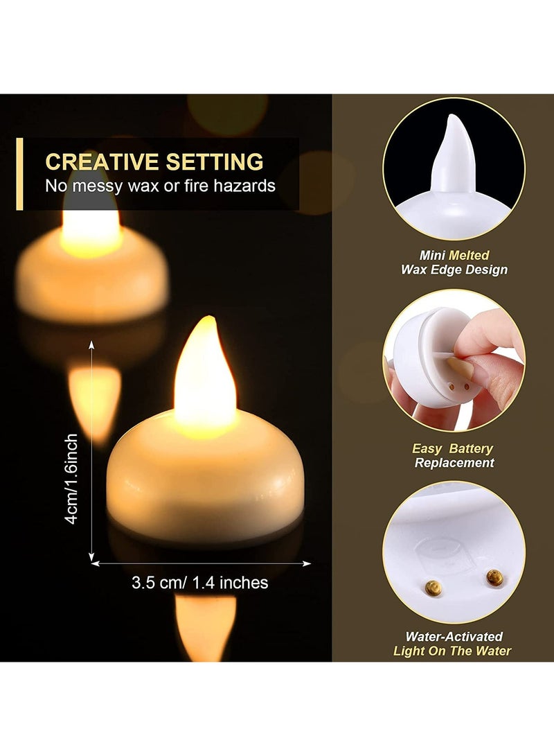 CMGTYYD Waterproof Flameless Floating Tealights, Gold Floating Candles with Water Activated Sensor and Battery Operated, Waterproof Tea Lights for Wedding, Birthday Party, Hot Tub (24 Pcs) - Image 3