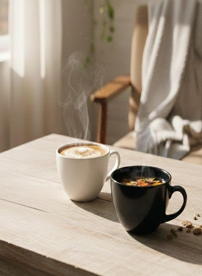 BLACKCARROT Ceramic Coffee Mug Set of 2 | 300ml, White & Black, Glossy Finish, Microwave Safe, Porcelain Coffee Cups | Ideal for Tea, Coffee & Gifting - Image 1