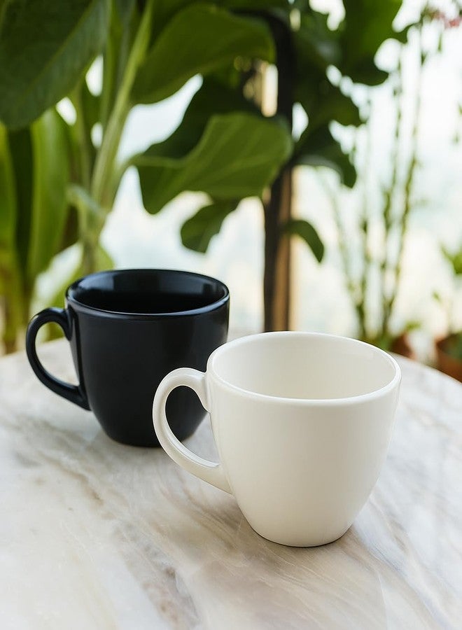 BLACKCARROT Ceramic Coffee Mug Set of 2 | 300ml, White & Black, Glossy Finish, Microwave Safe, Porcelain Coffee Cups | Ideal for Tea, Coffee & Gifting - Image 3