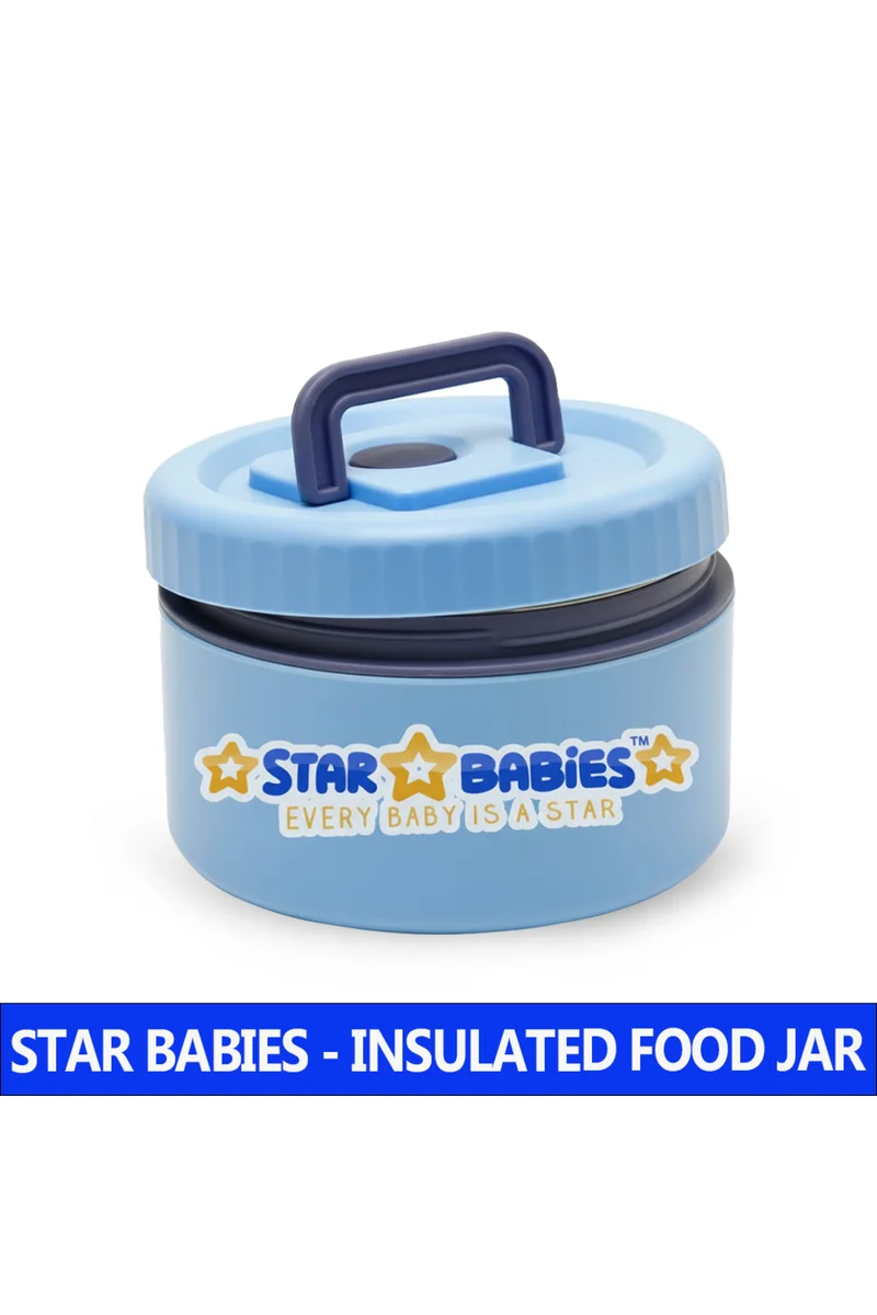 ستار بيبيز Star Babies High Quality Stainless Steel Portable Food jar/Soup bowl /Lunch box  for Kids Single Compartment Blue.