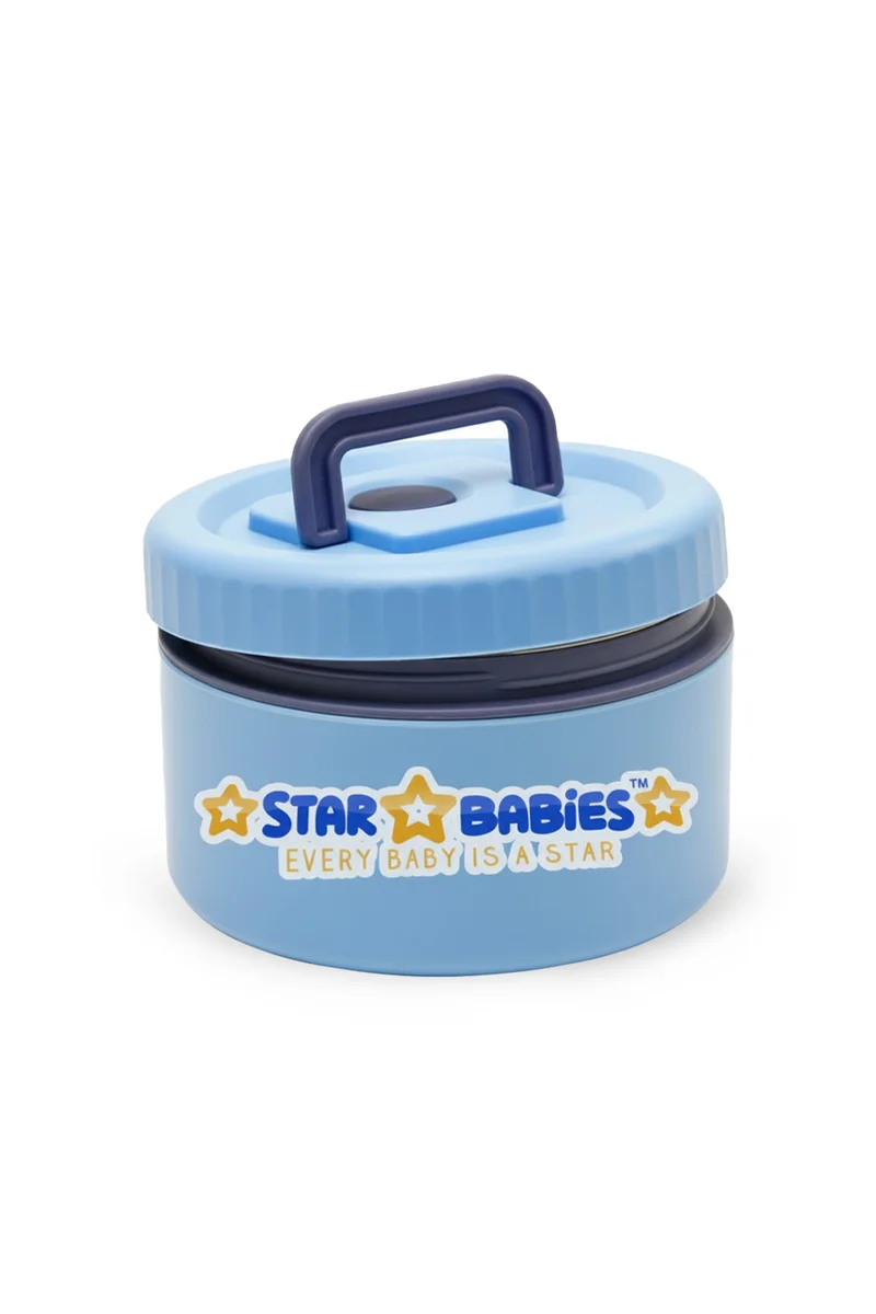 ستار بيبيز Star Babies High Quality Stainless Steel Portable Food jar/Soup bowl /Lunch box  for Kids Single Compartment Blue.