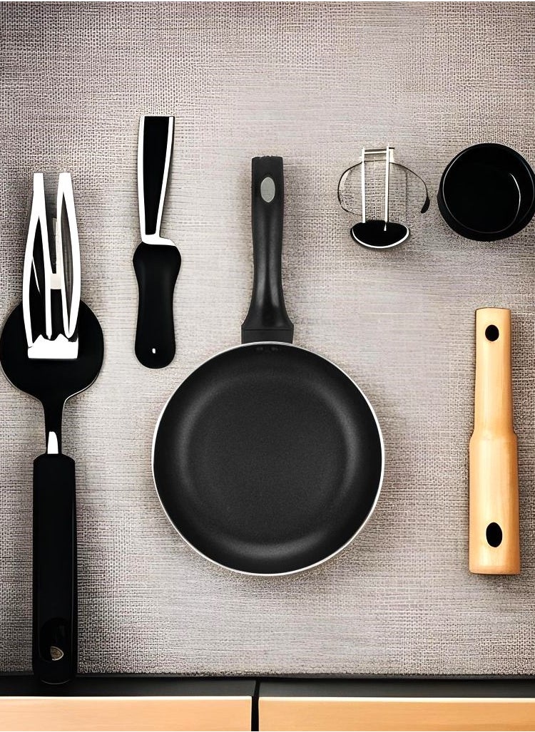 Auroware Auroware Long lasting Non Stick 26 Cm Round Fry Pan Black Aluminum Durable Three Layer Coating  Induction Cook Bottom Strong Handle  - Image 4