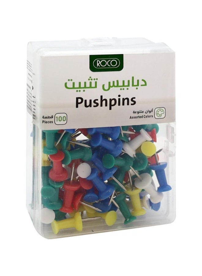 ROCO 100 Piece Push Pins Multicolour